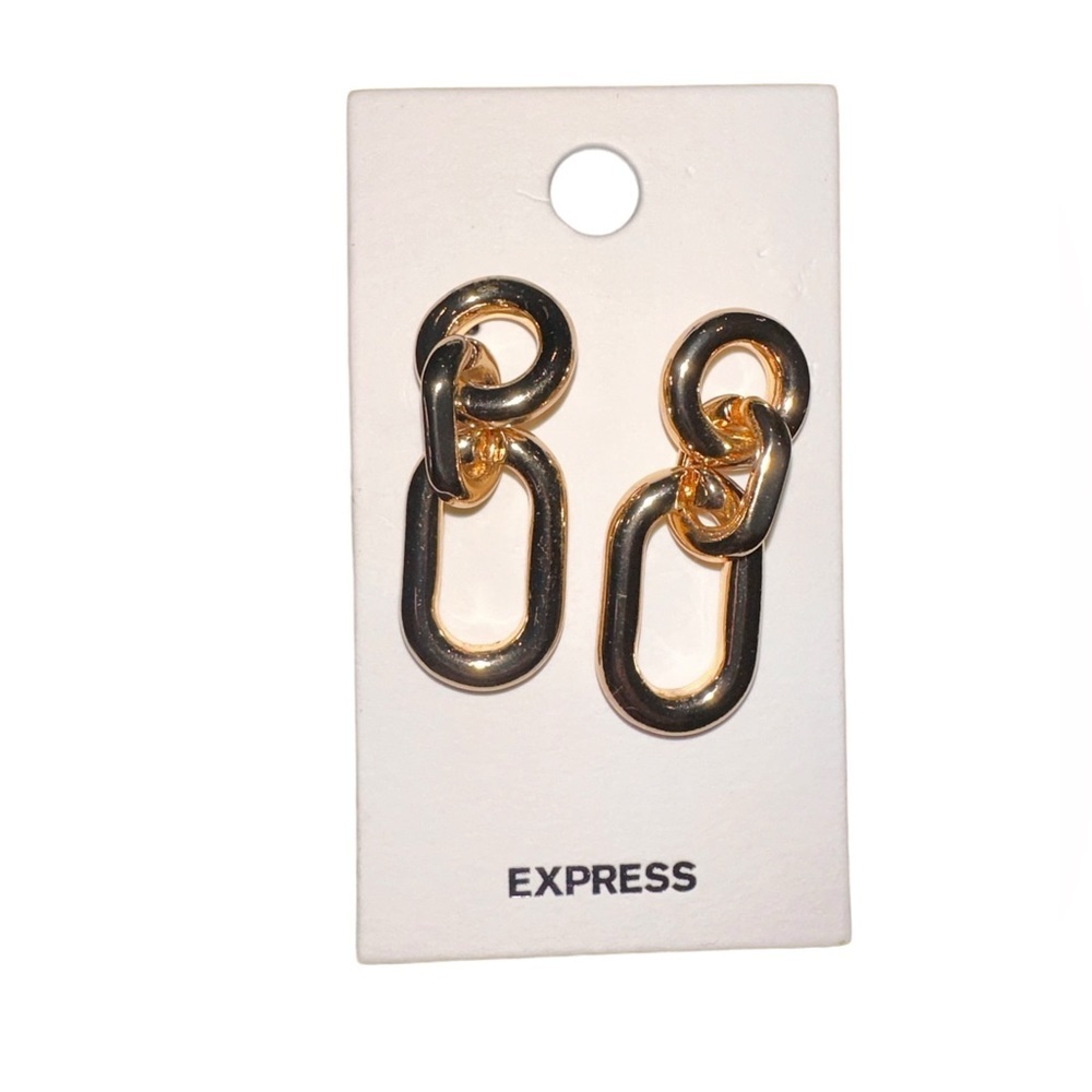 FREE WITH BUNDLE- NWT Chunky Gold Chain Earrings - Picture 2 of 3